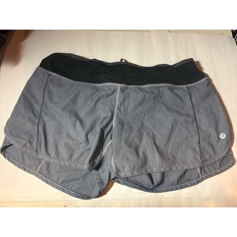 Lululemon Gray Herringbone Running Athletic Shorts Size 10‎ Women's